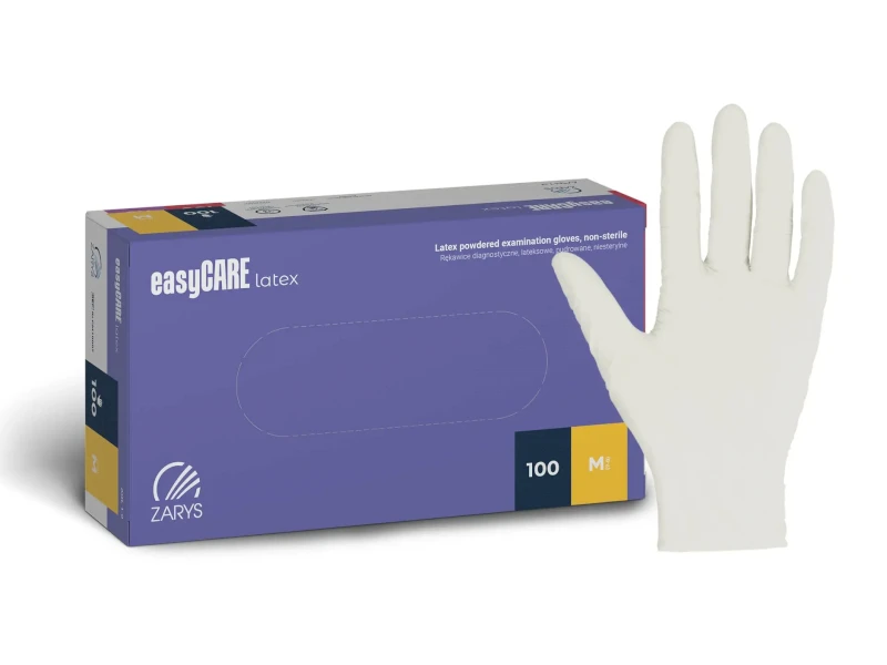 Rukavice vyšetrovacie latexové pudrované easyCARE M_100ks